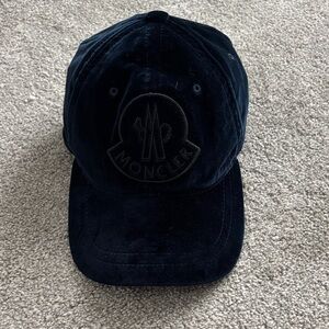 Moncler Navy Velvet Logo Cap